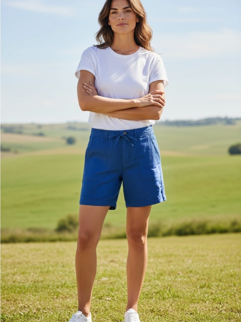 Italian Linen Bermuda Shorts in Royal Blue